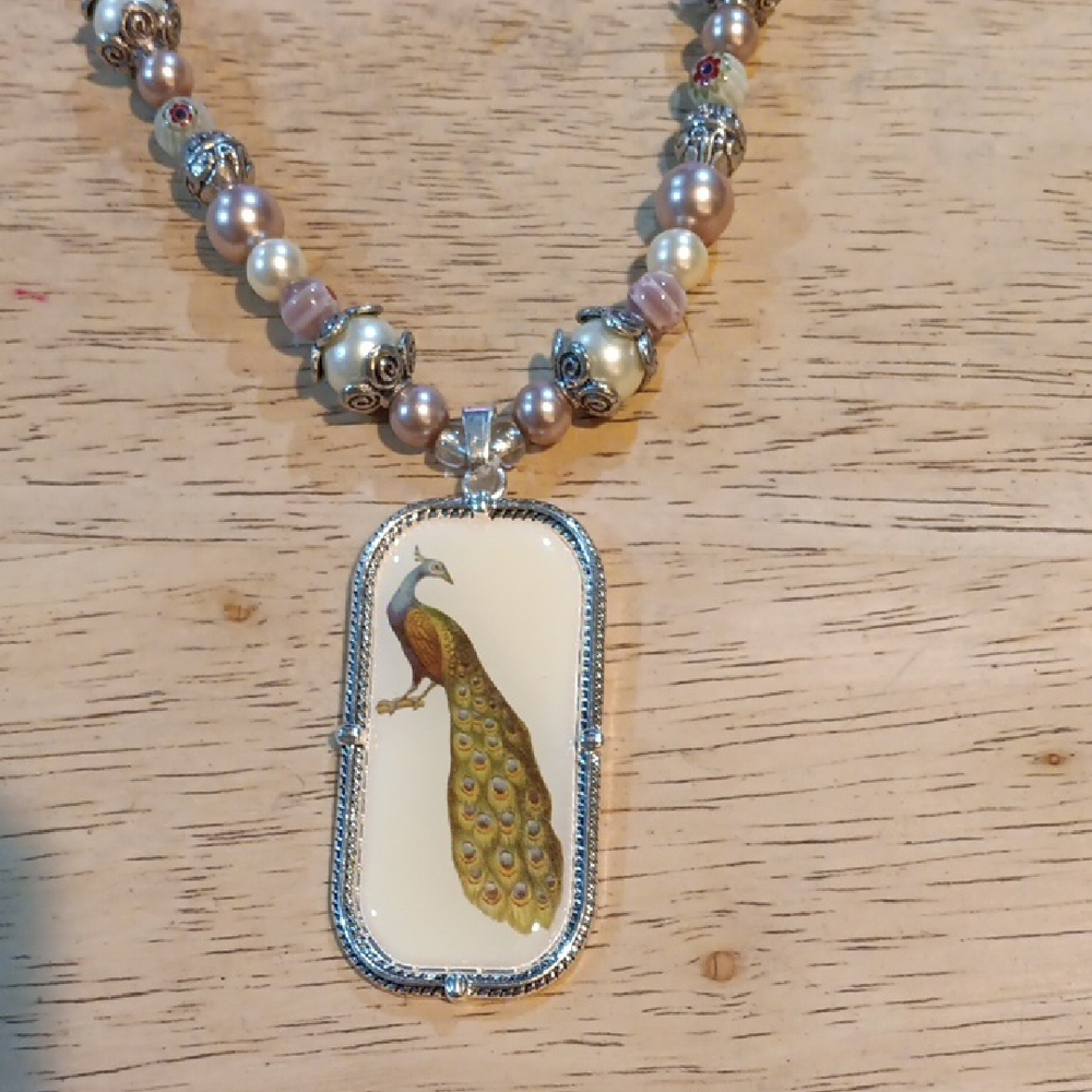 Elegant Handmade Peacock Pendant Necklace